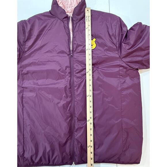 Disney Womens XL Winnie the Pooh Puffer Jacket Reversible Purple Pink  (113) - Picture 12 of 13